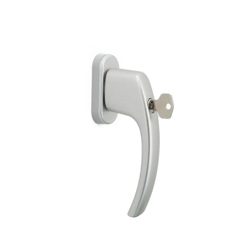 Window handle with a key - silver